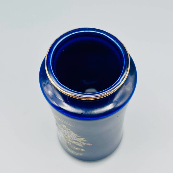 Vintage Cobalt Japanese Floral & Bird Vase 6” - Picture 6 of 9